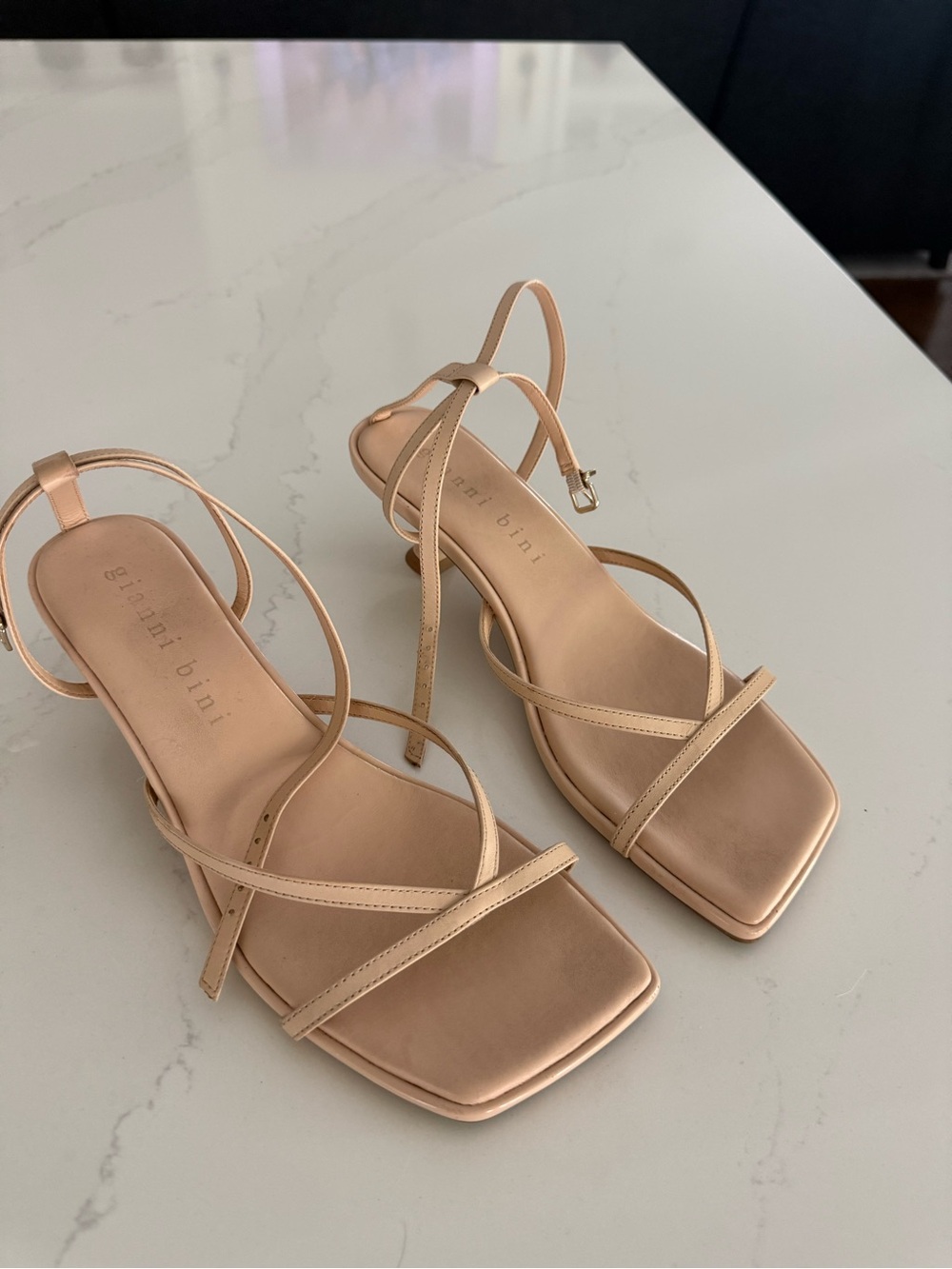 ginanni bini Nude Strappy Square-Toe Heels